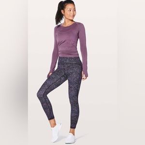 Lululemon Train Times 7/8 Pant 25" Crystalline Multi / black mesh calf size 10